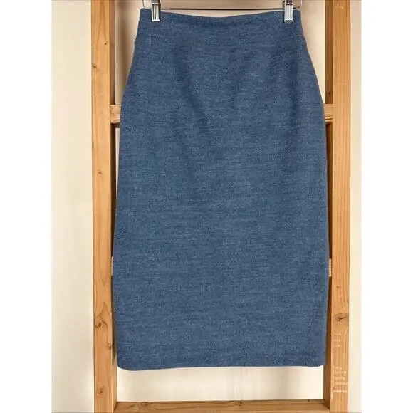 NWT Inoah Blue Knee Length Pull On Pencil Skirt #0860 Size SMALL USA - Picture 2 of 3